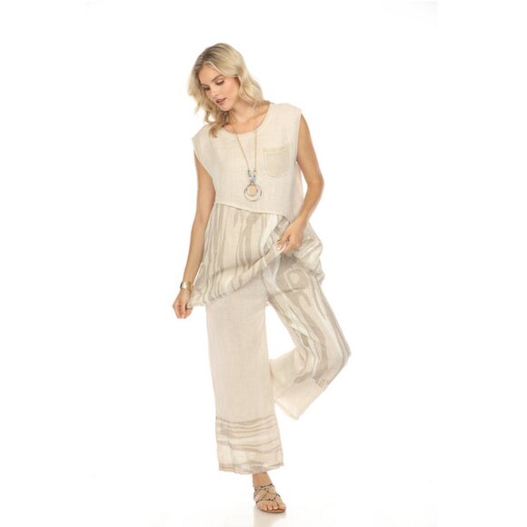 Beige Abstract Print Wide Leg Pant - Picture 2 of 4